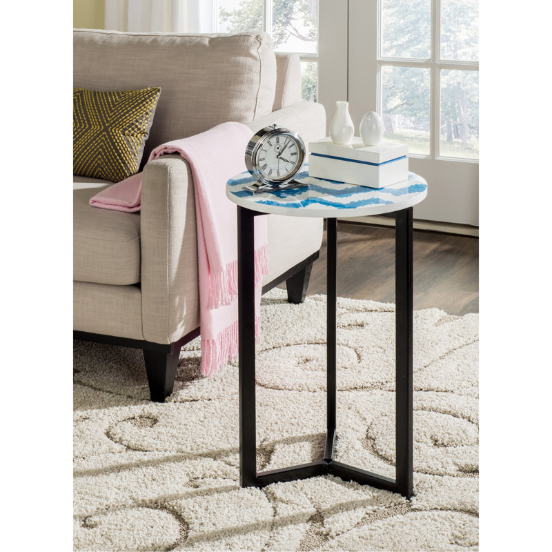 Penelopa End Table, Blue / White