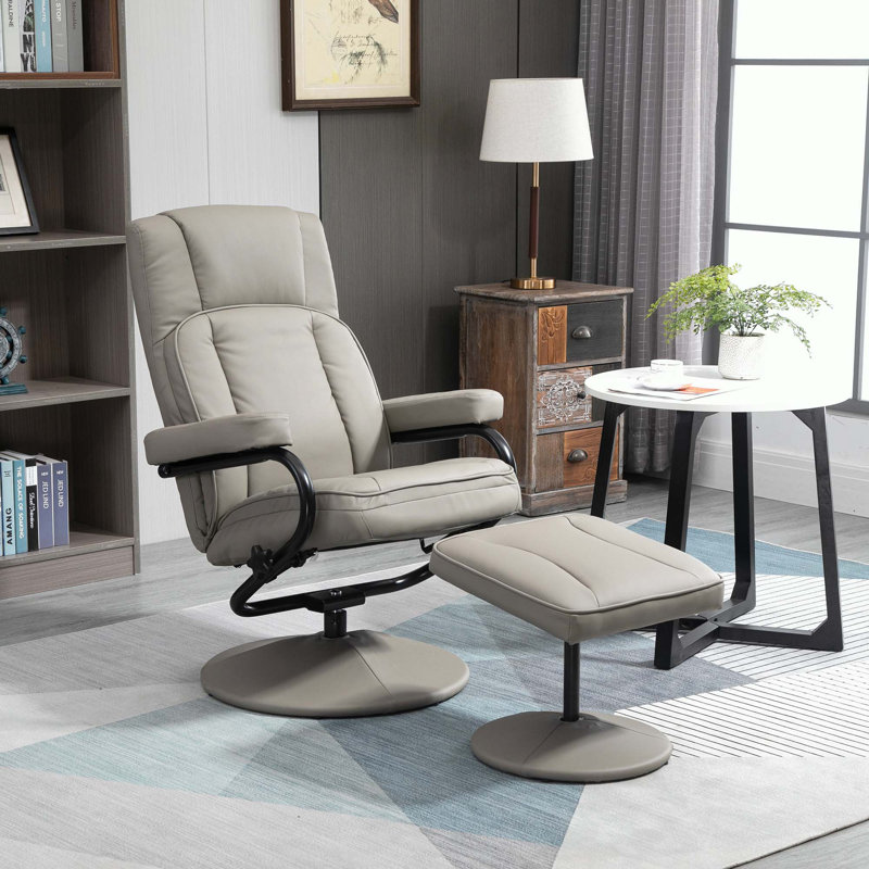 Fauteuil inclinable pivotant avec repose-pieds Amardo, Gris