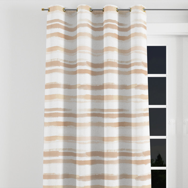 Rideaux obscurcissants Modern Room - Rideau à œillets à lignes abstraites beiges - 1 panneau, L 52 po x L 95 po