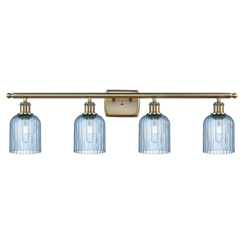 Fiennes 4 - Light Dimmable Vanity Light, Antique Brass, Blue