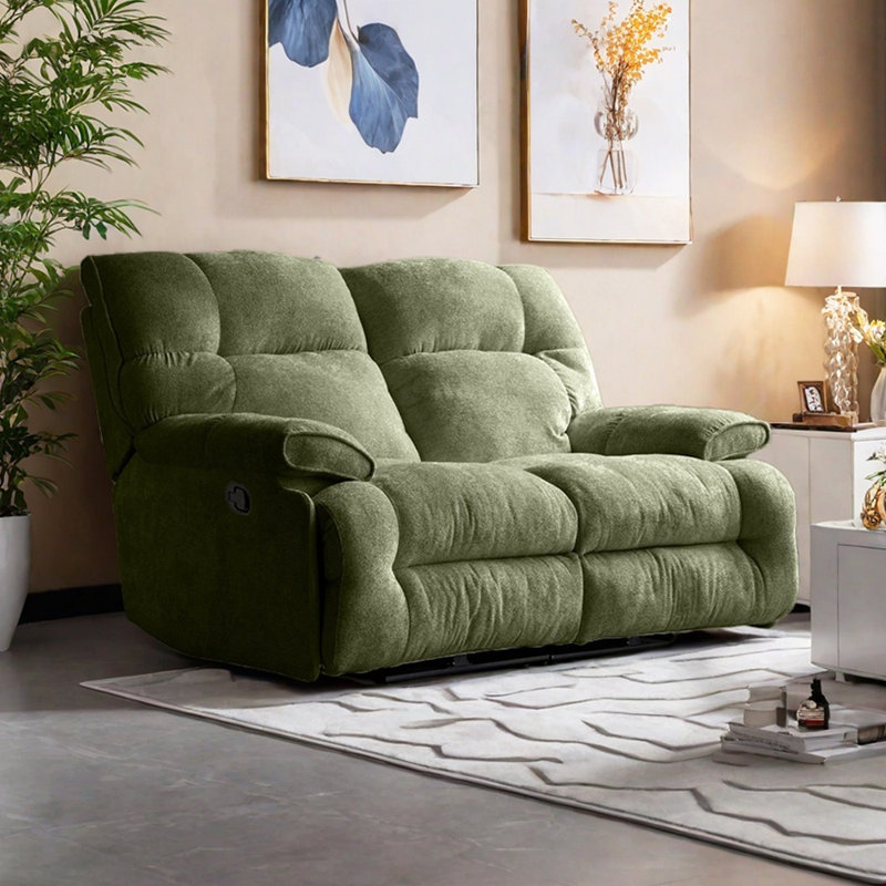 Double Living Room Casual Ergonomic Recliner, Olive Green Chenille