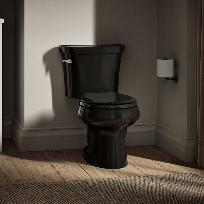 Wellworth® 1.28 GPF Water Efficient Round Two-Piece Toilet (Seat Not Included), Black, Left-Hand, No