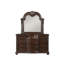 Commode de luxe 1 pièce à finition cerisier foncé avec 11 tiroirs avec insert en marbre véritable et basculement doré