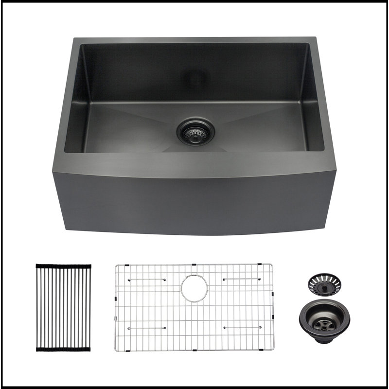 Farmhouse Sink - Évier de cuisine 27 po x 21 po x 10 po à tablier frontal en acier inoxydable de calibre 16