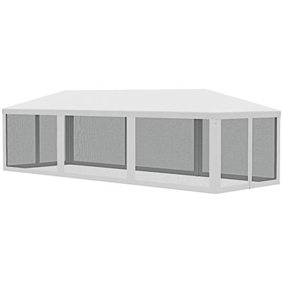 Outsunny Party Tent Canopy, Outdoor Event Shelter Gazebo With  Removable Mesh Sidewalls, Zipper Doors, Steel Frame,