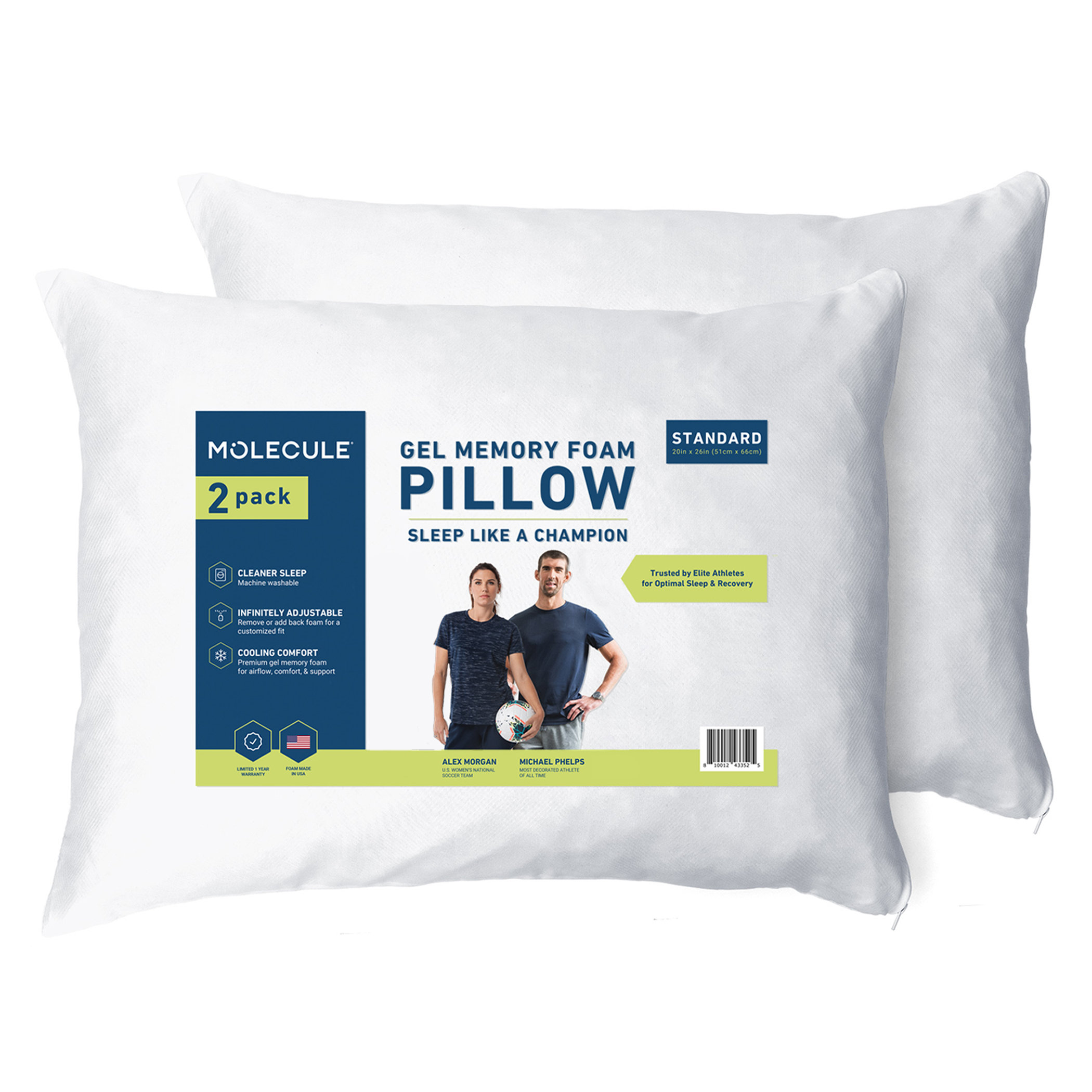 Beckham Hotel Collection Bed Pillows Standard / Queen Size Set of 2 - Down  Alternative Bedding Gel Cooling Pillow for Back, Stomach or Side Sleepers