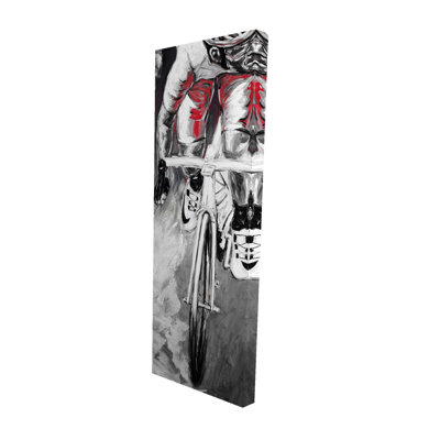 Red Cyclist - Bike Black Canvas Wall Art for Home Decor