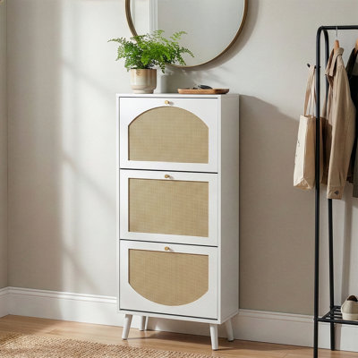 53" Tall Rattan Shoe Storage Cabinet