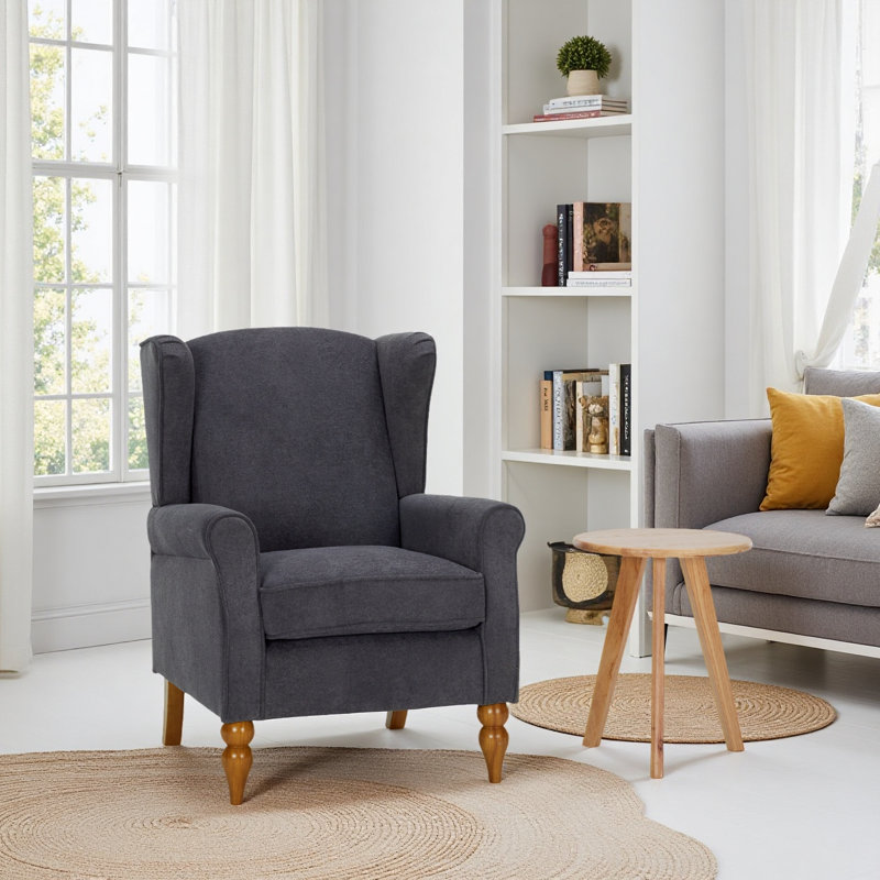 Fauteuil de lecture à dossier haut Vintage Luxury, Gris foncé antique