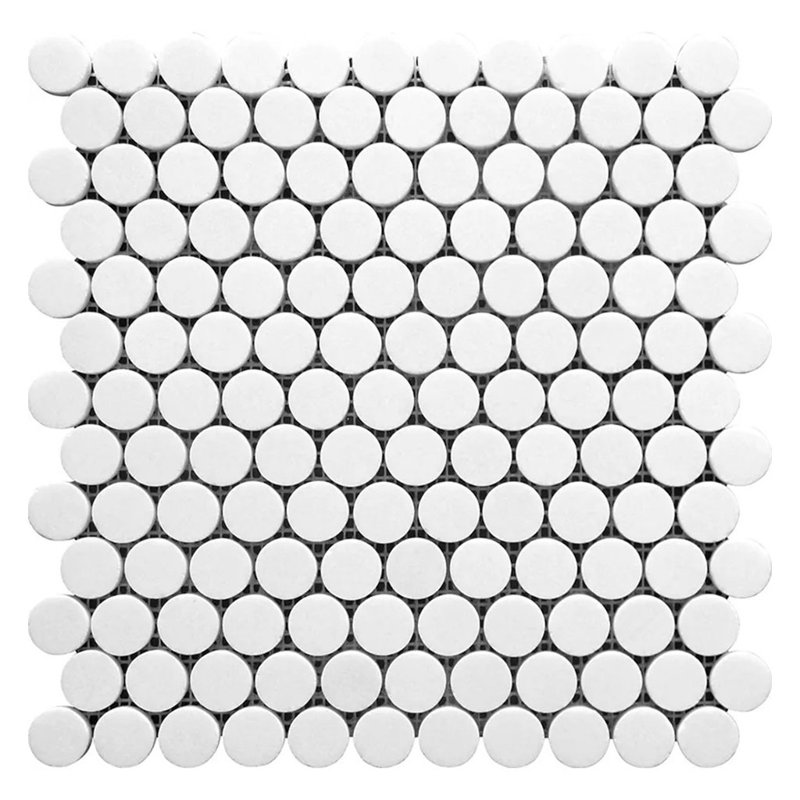 Carrelage rond en mosaïque de marbre blanc poli 11 x 12 Nubes (4,47 pieds carrés / caisse) - paquet de 5