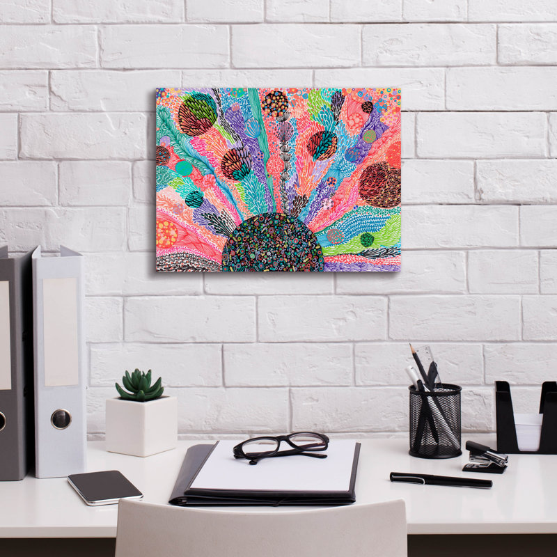 «Sunburst2» par Noemi Ibarz, art mural sur toile, H 12 po x l 16 po x P 0,75 po