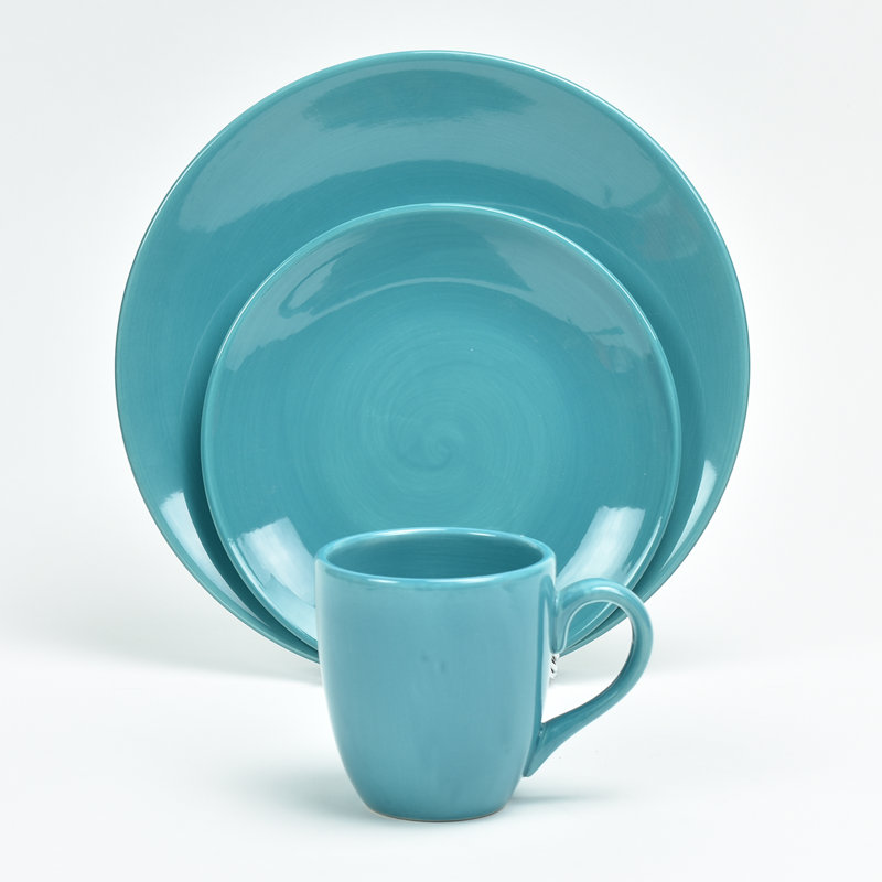 Assiette plate 11 po Wolfe, Aigue-marine