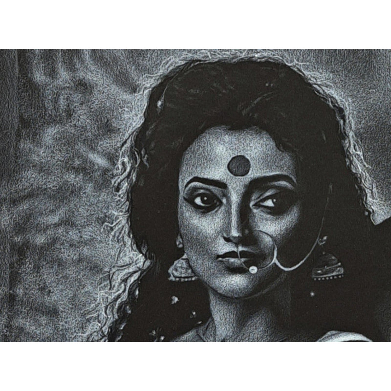 Peinture d'un couple tribal indien | Crayon de verre sur feuille | Par Sanchita Agrahari