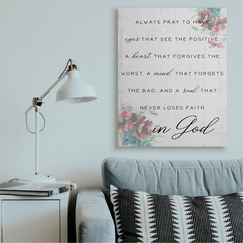 «Heart-Mind and Soul for God» par Daphne Polselli - reproduction d'art textuel, H 48 po x l 36 po x 1,5 po, Toile tendue
