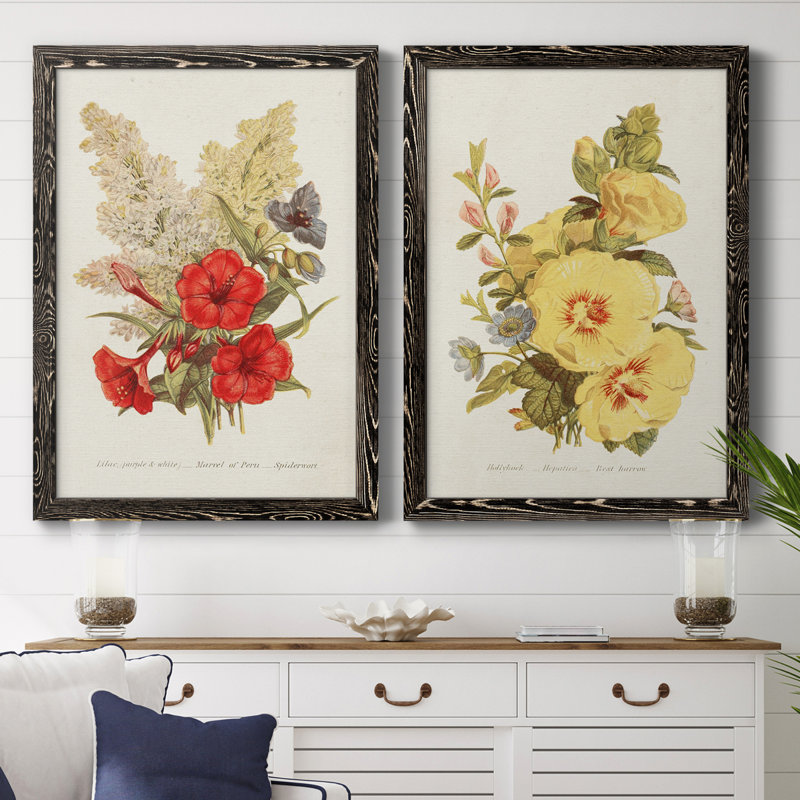 Antique Floral Bouquet V, toile encadrée de qualité supérieure - prête à être accrochée, H 37,5 po x l 55 po x P 1,5 po, Noir