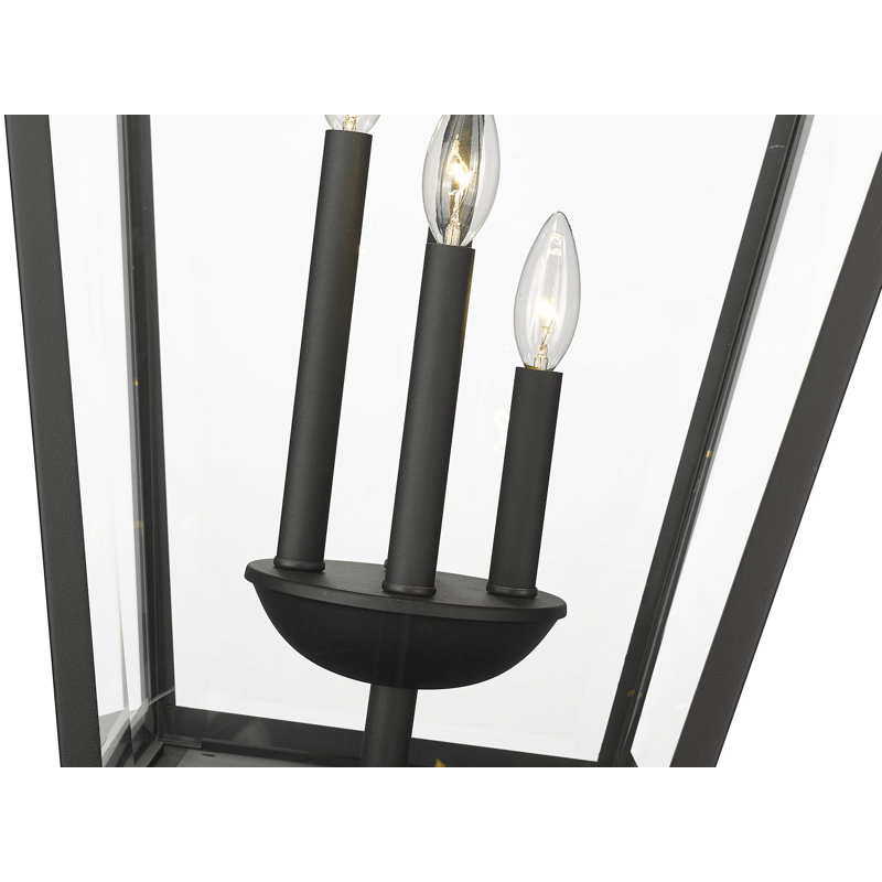 Luminaire d'extérieur sur pied 4 lumières Bien-Aime, Noir, Biseauté, H 128,75 po x l 19,5 po x P 19,5 po