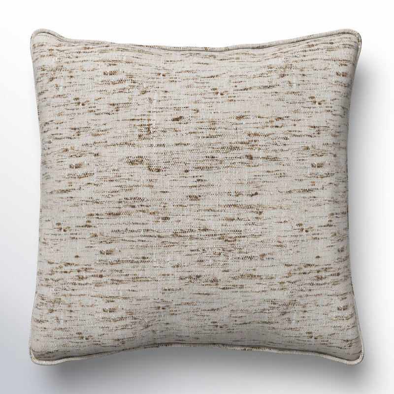 Tali Cream and Brown Cotton Linen Square Throw Pillow
