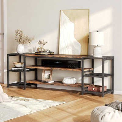 78.7" Extra Long TV Stand For 85+ Inch Tvs, Modern Farmhouse Entertainment Center With 3-Tier Storage Ventilated Shelves & Steel Mesh Back