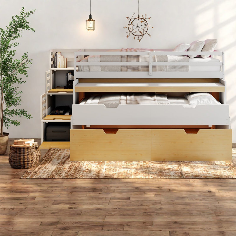 Lits multifonctionnels avec rangement, loft moderne en bois aggloméré pour petites pièces