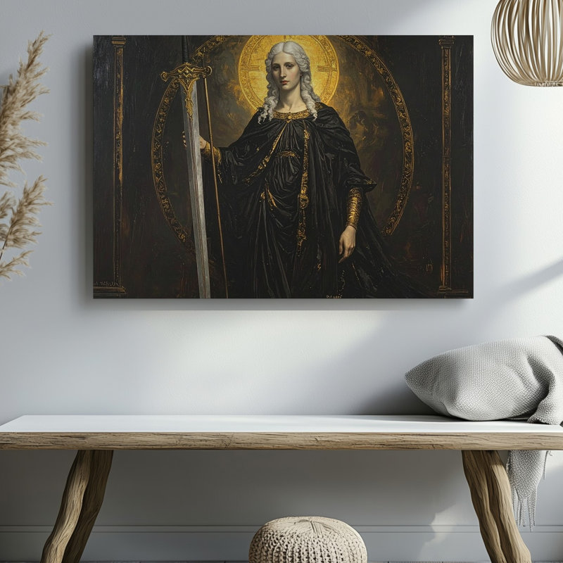 Art mural et toile épée féminine, H 9 po x l 12 po
