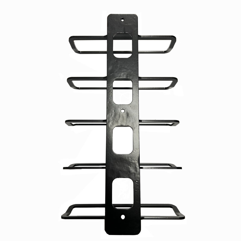 5 Bottle Wall Mounted Wine Storage Rack Metal Display Stand Holder, Black