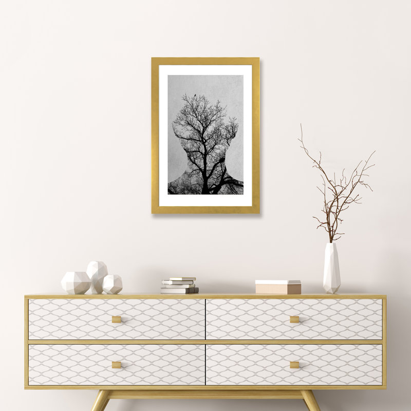 « tree of life » par andreas lie-impression sur impression, H 24 po x l 16 po x P 1 po, Papier encadré doré
