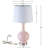 23" Pink Ceramic Table Lamp With Fabric Shade And Brushed Nickel Base-2128456402