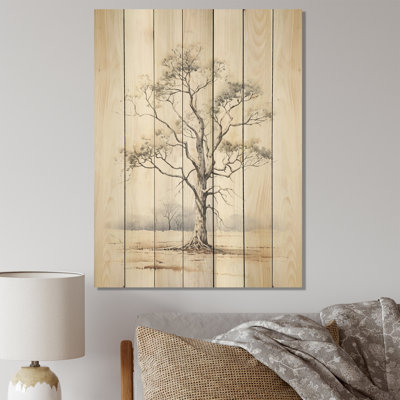 Beige minimalisme, paysage africain IV - Arbre africain sur bois