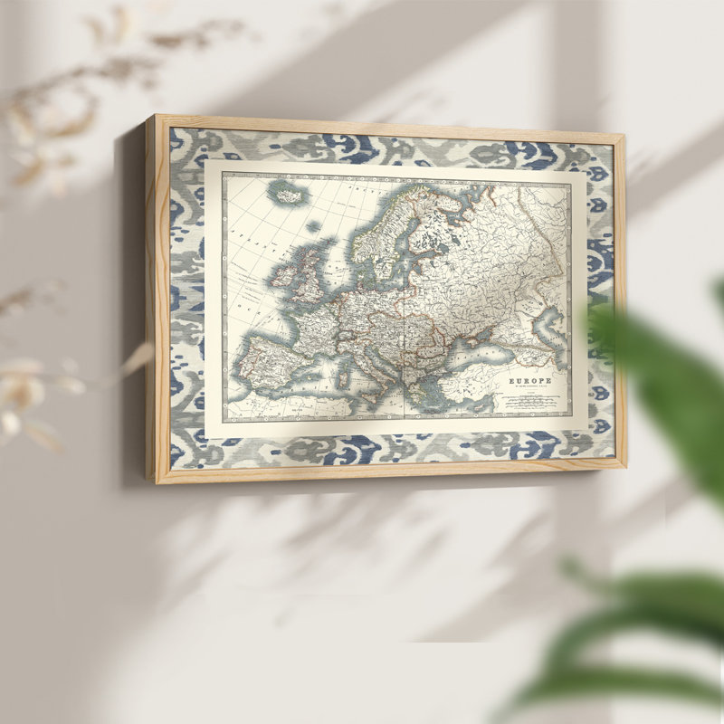 Carte frontalière de l'Europe - reproduction encadrée, H 8 po x l 10 po, Naturel