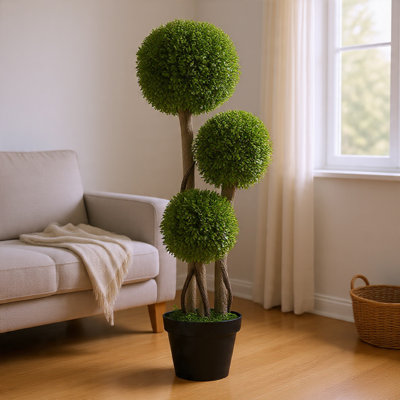 Plante artificielle pour la décoration d'intérieur et d'extérieur, plantes artificielles en pot, 3 boules, topiaire, bureau à domicile, décoration de salon