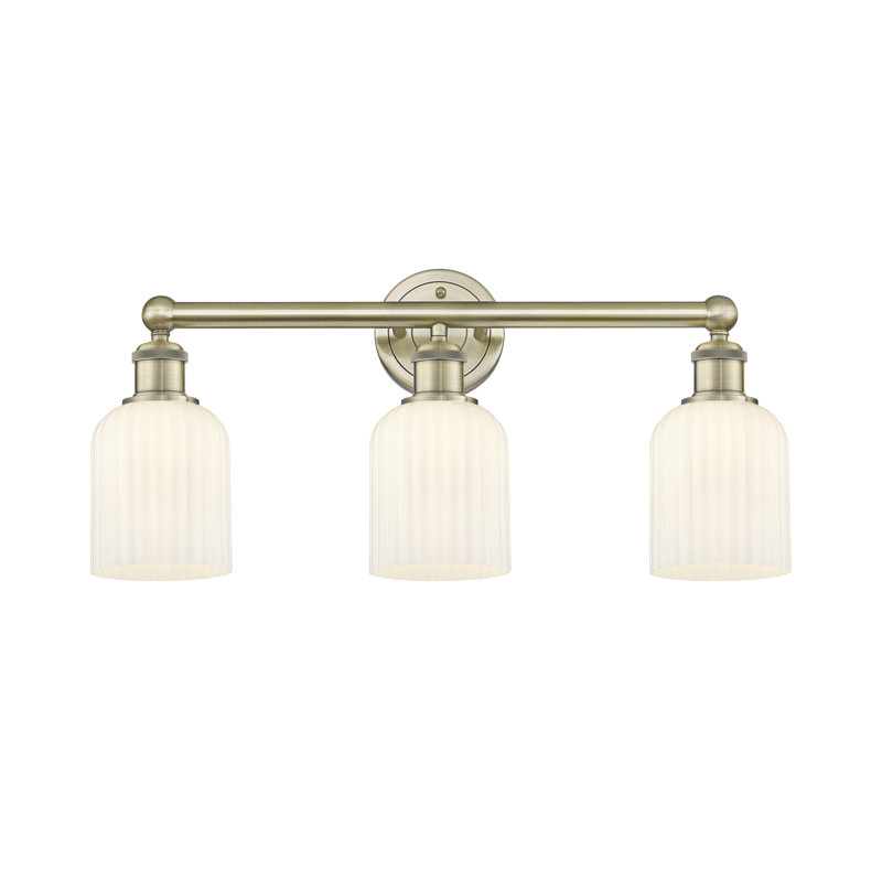 Edison Northgate 3 Light 23" Bath Vanity Light Shade, Antique Brass, White