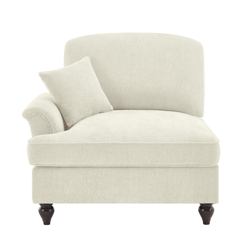 Canapé en chenille LSF avec 1 coussin - blanc beige