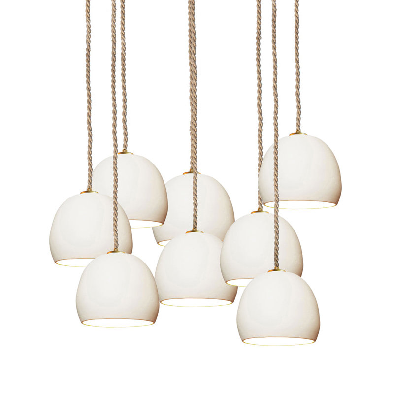 Clay 8 - Light Chandelier, White, 124" H, Brown