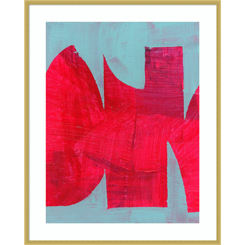«Magenta Ribbon I» par Cartissi, reproduction d'art encadrée sur bois, H 41 po x l 33 po