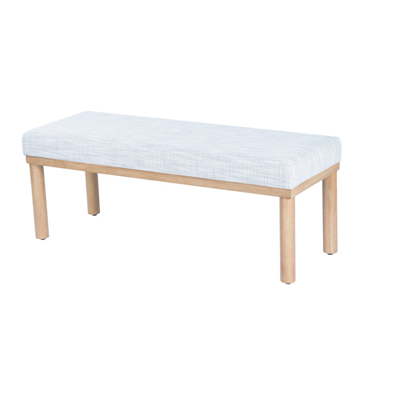 Banc rembourré Shikera, Bleu tissé à rayures fines