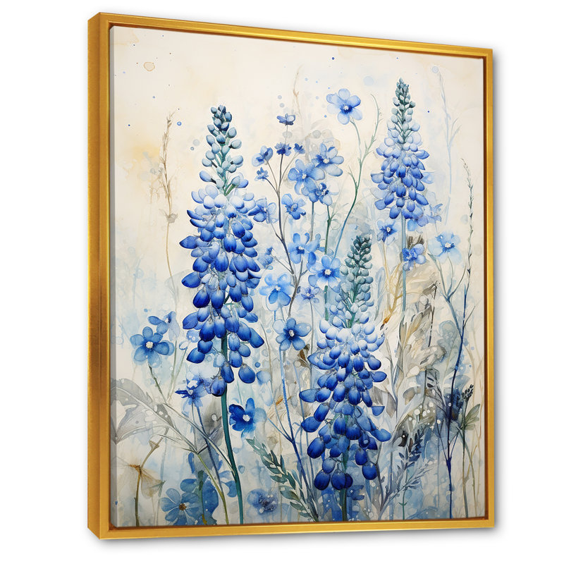 Magical Blue Bonnets Meadows, reproduction d'art sur toile, H 40 po x l 30 po x P 1,5 po, Or