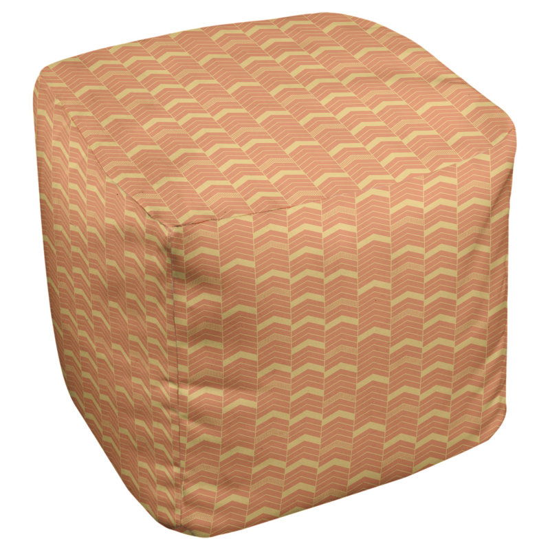 Upholstered Ottoman, Orange/Yellow