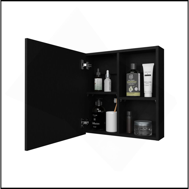 Versatile Medicine Cabinet With Included Mirror And 1 Door, Black