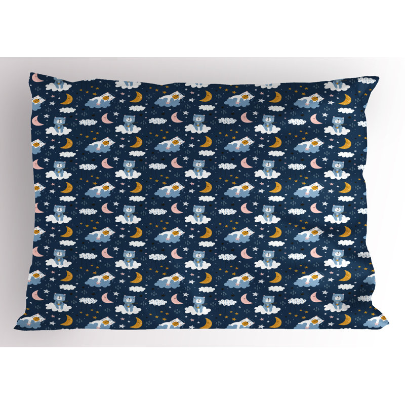 Ambesonne Night Pillow Sham 2 Pack Dreams and Clouds in the Sky 30"x20" Dark Blue and Pale Coffee, H 20 po x l 30 po