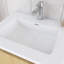 Meuble-lavabo simple mural 24 po en chêne avec plateau en résine intégrée blanche