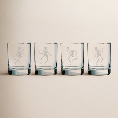 Ashtola Dance of the Dead 4 Piece 14 oz. Whiskey Glass Set