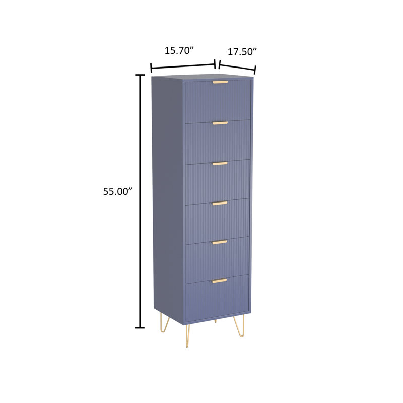 Commode 6 tiroirs Scannell, Bleu