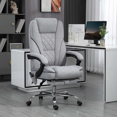 Massage Office Chair with Foot Rest, Executive Office Chair with 6 Vibration Point and Heat, Reclining Computer Chair, Swivel Desk Chair, Adjustable Height