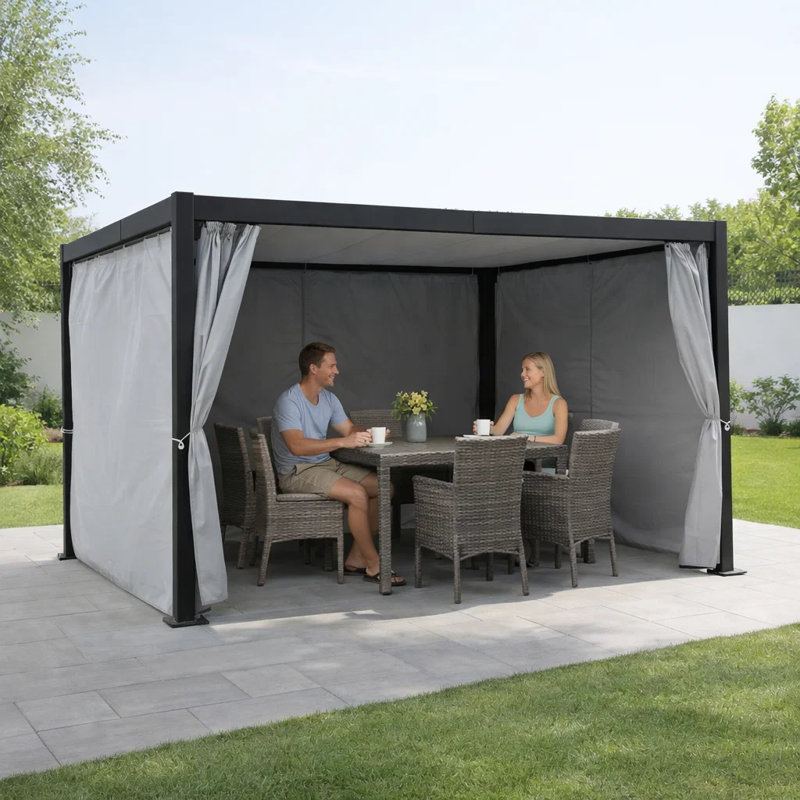 Rideau d'intimité Pergola 10 pi x 12 pi Kozyard, panneau latéral d'extérieur imperméable avec crochets gris