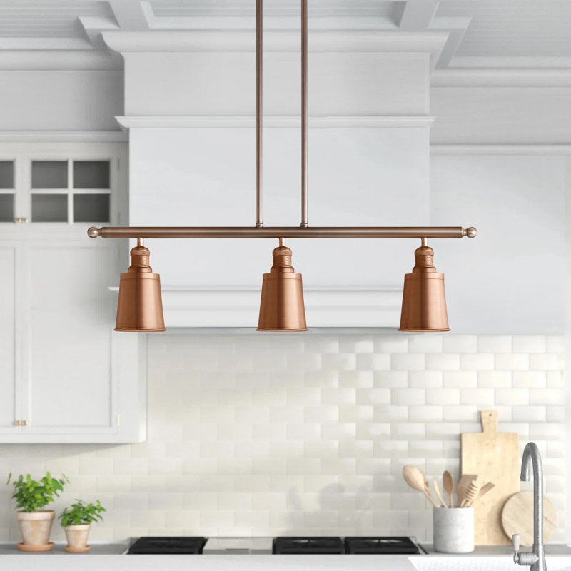 Lavender Hill 3 - Light Kitchen Island Pendant, Antique Copper