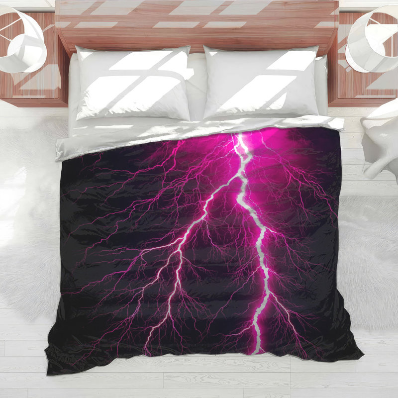 Pink Lightning Bolt Comforter, King