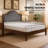 Solid Wood Bed Frame with Upholstered Headboard, Modern Design, No Box Spring Needed-1108145655-1108145653