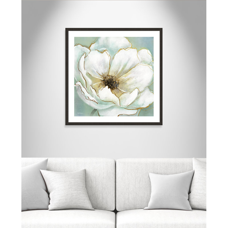 «Molter Soft Teal Splendor», reproduction de peinture à l'huile encadrée, H 32,5 po x l 32,5 po x P 2 po, Espresso foncé