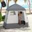 Tente de douche, abri intime pour le camping, vestiaire avec 2 chambres, sac de douche, plancher et sac de transport, gris foncé-98211080-98211081