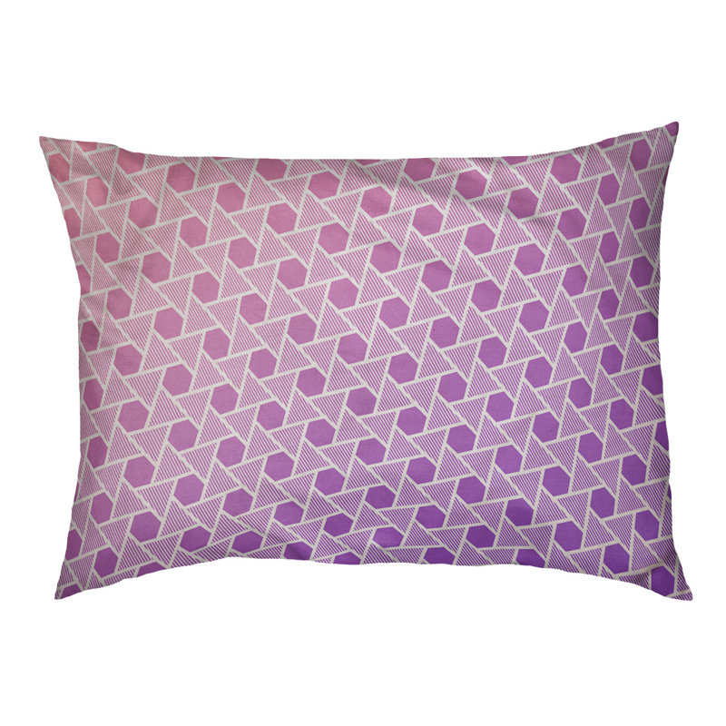 Coussin de lit à triangles hexagonals Byrge, Grand (l 50 po x P 40 po x H 7 po), Rose / Mauve, Polyester